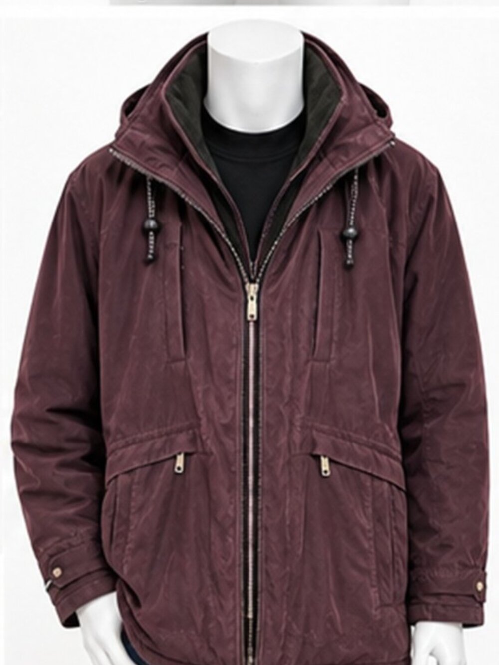 FS Limited Men's XL Plum Purple Hooded Fleece Lined Winter Parka Coat